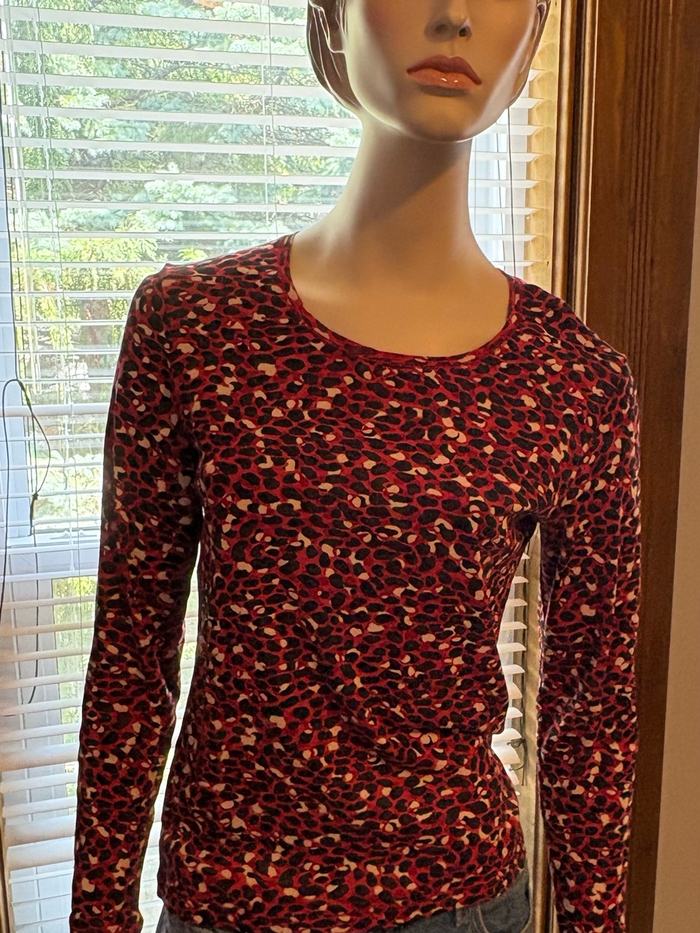 Olsen EDDA Shaped Fit shirt- Gray with Red Trim